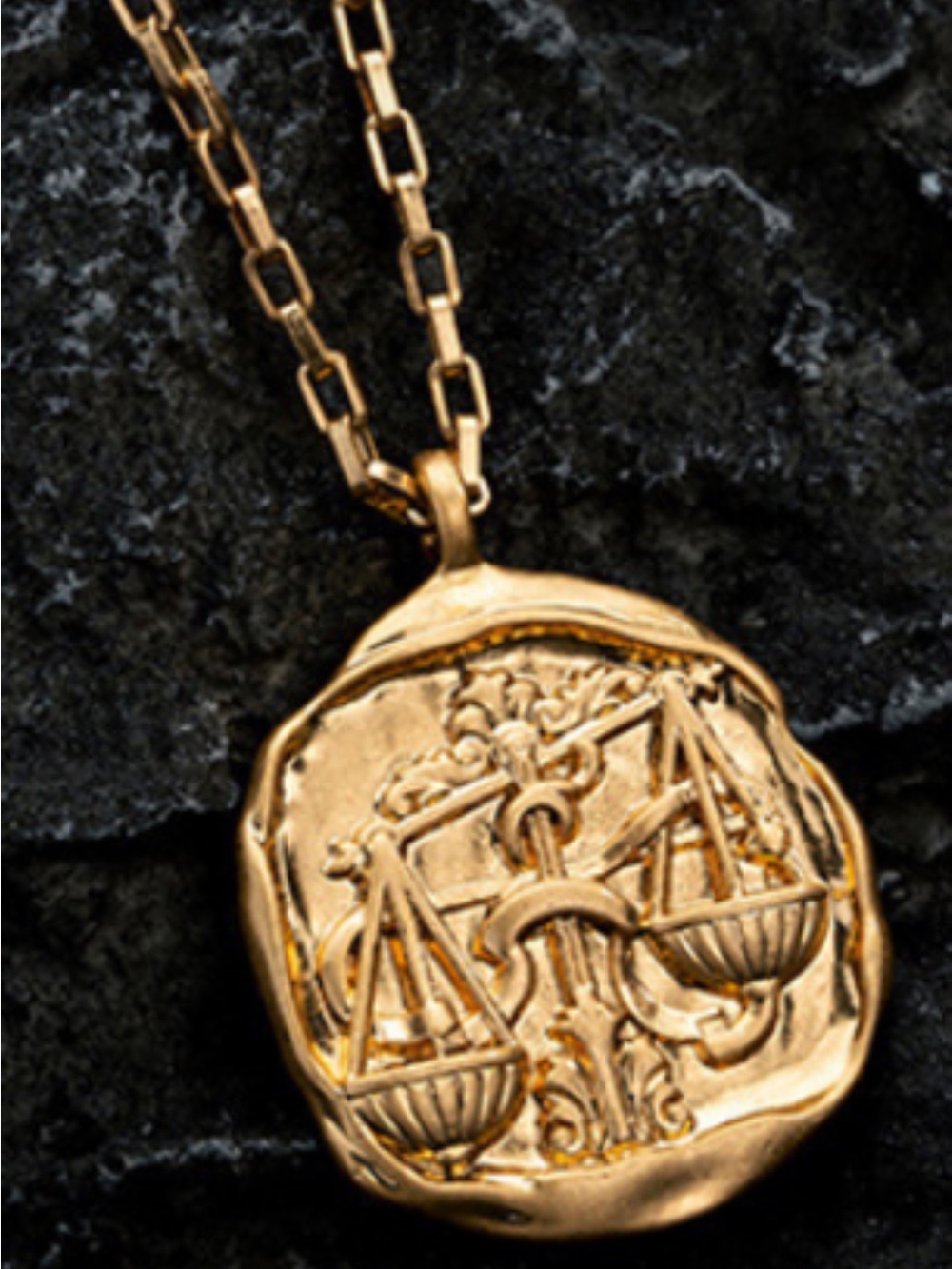 Gold Libra Scales Zodiac Pendant Necklace for Women